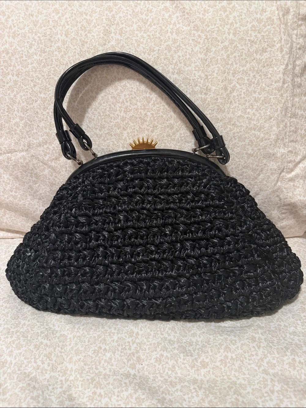 Vintage Black Woven clutch purse Top-Handle Bag - Chic Everyday Tote